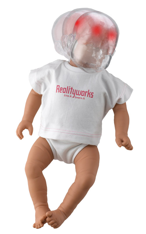 Baby Simulator inkl. LED Technik zum simulieren von Hirnschäden nach einem Schütteltrauma.