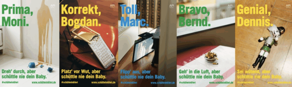 Das Bild zeigt 5 Gründe, weshalb ein Kind geschüttelt wird. Das 